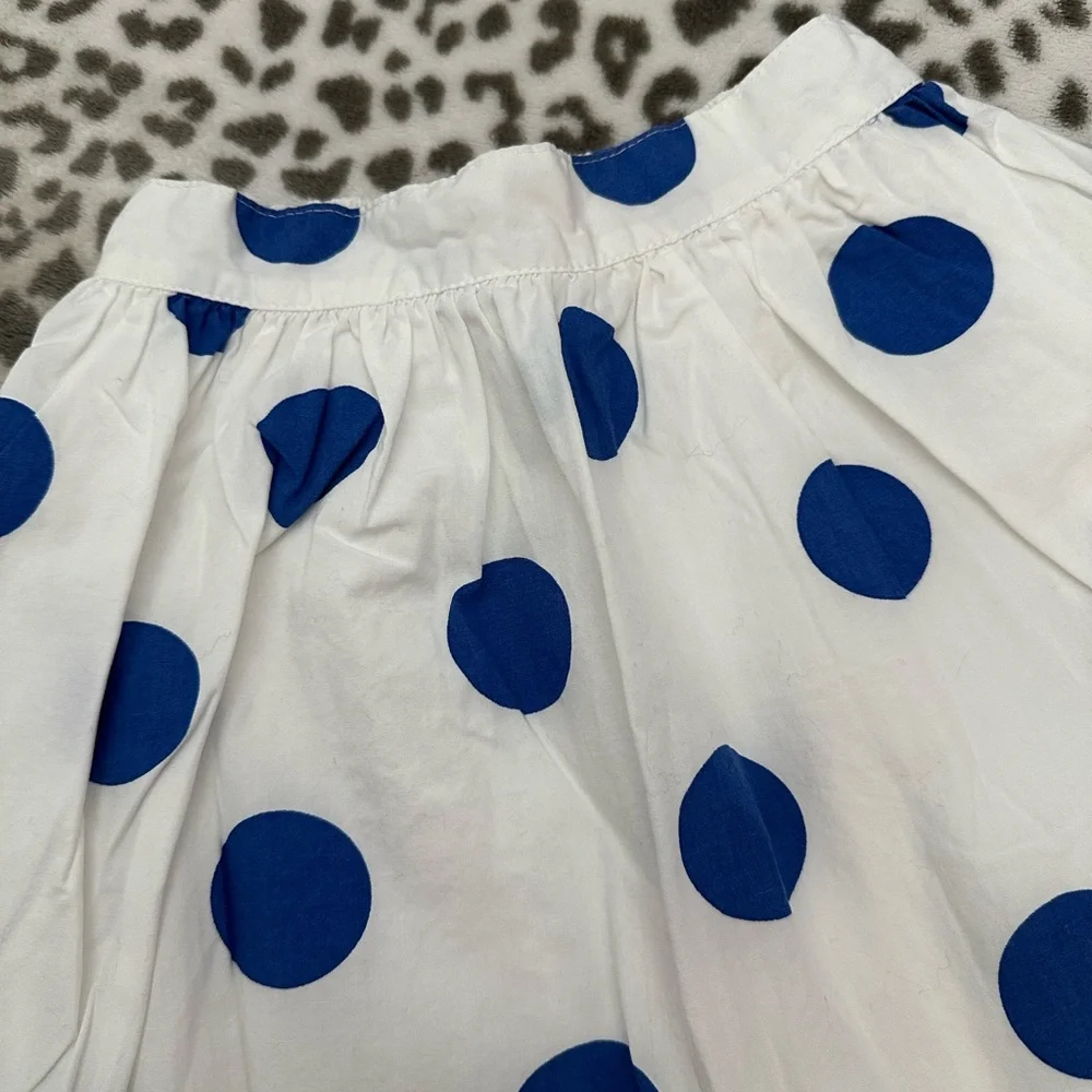 Ruum Polka Dot Cotton Skirt in White & Blue Size 7 Girls
